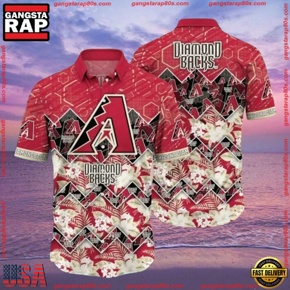 MLB Arizona Diamondbacks Red Circuit Summer Hawaiian Shirt MLB Arizona Diamondbacks Red Circuit Summer Hawaiian Shirt