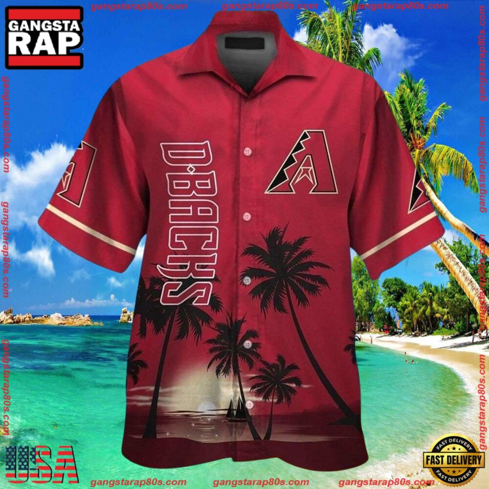 MLB Arizona Diamondbacks Red Horizon Palm Tropical Summer Hawaiian Shirt MLB Arizona Diamondbacks Red Horizon Palm Tropical Summer Hawaiian Shirt