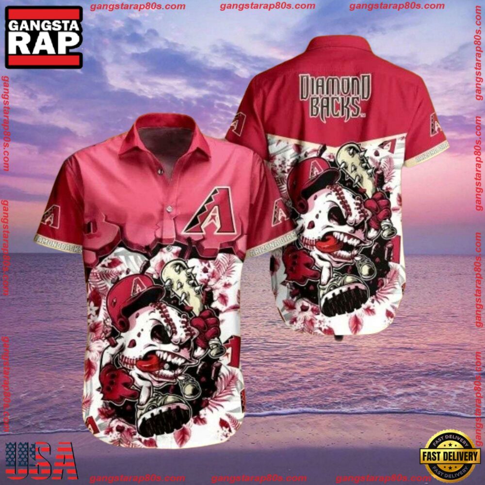 MLB Arizona Diamondbacks Skull Rally Summer Hawaiian Shirt MLB Arizona Diamondbacks Skull Rally Summer Hawaiian Shirt