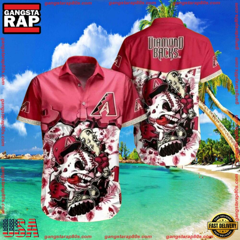 MLB Arizona Diamondbacks Skull Rally Summer Hawaiian Shirt MLB Arizona Diamondbacks Skull Rally Summer Hawaiian Shirt