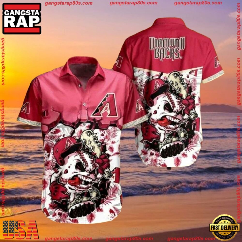 MLB Arizona Diamondbacks Skull Rally Summer Hawaiian Shirt MLB Arizona Diamondbacks Skull Rally Summer Hawaiian Shirt