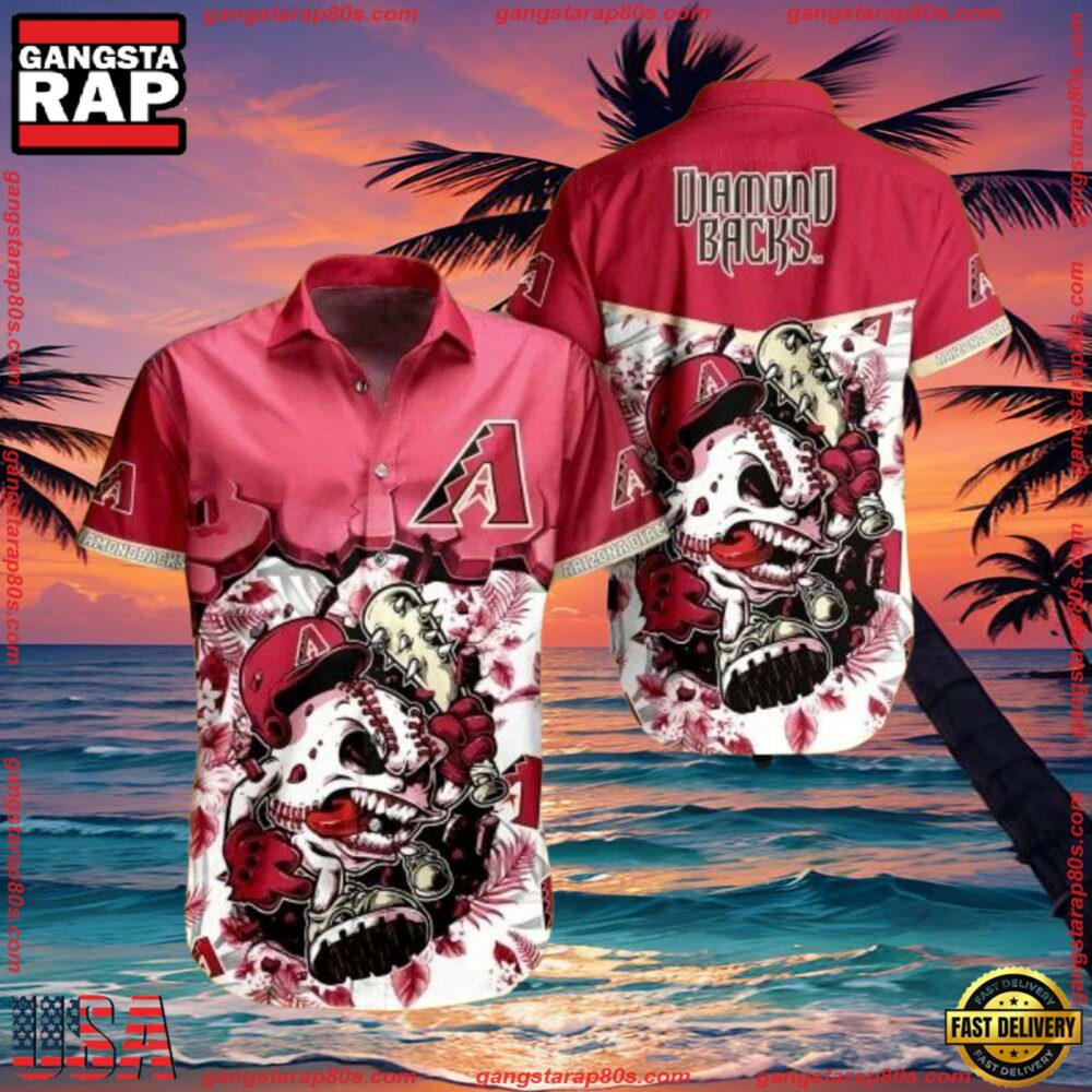 MLB Arizona Diamondbacks Skull Rally Summer Hawaiian Shirt MLB Arizona Diamondbacks Skull Rally Summer Hawaiian Shirt