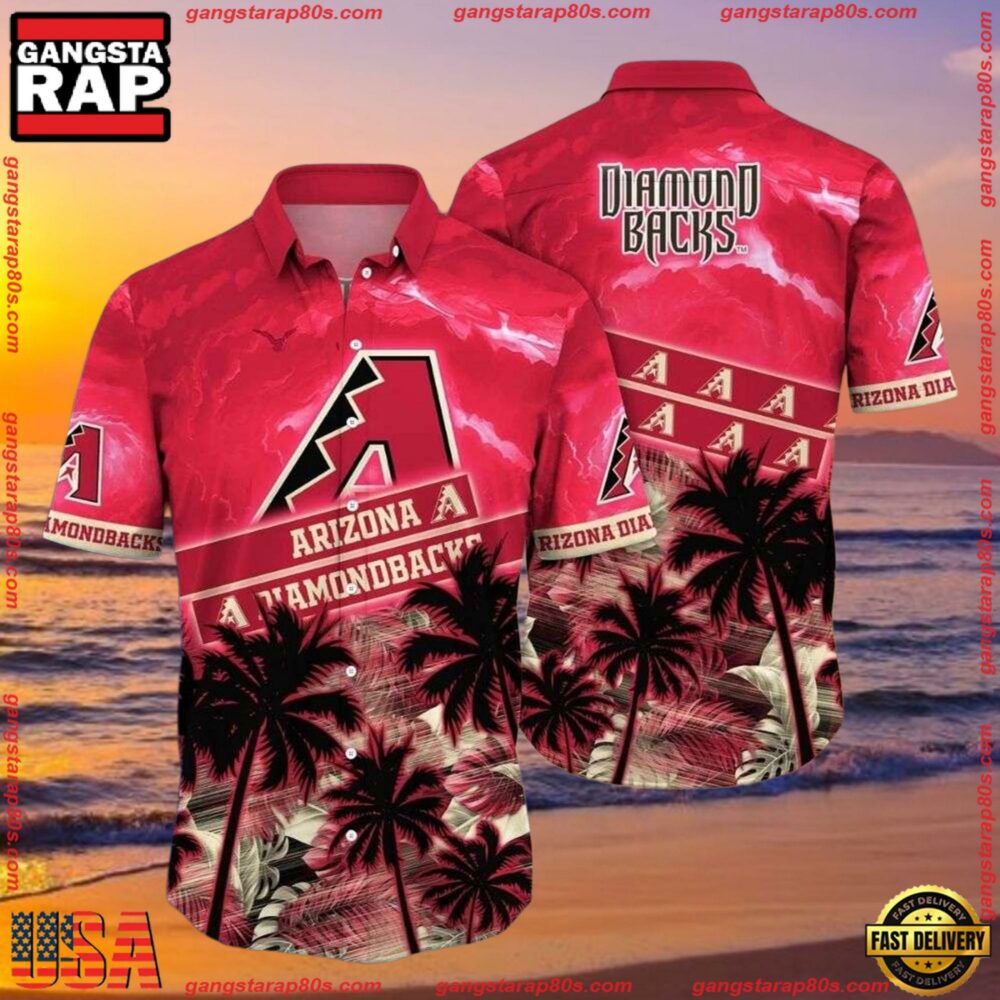 MLB Arizona Diamondbacks Sunset Palm Tropical Summer Hawaiian Shirt MLB Arizona Diamondbacks Sunset Palm Tropical Summer Hawaiian Shirt