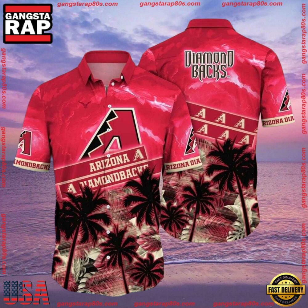 MLB Arizona Diamondbacks Sunset Palm Tropical Summer Hawaiian Shirt MLB Arizona Diamondbacks Sunset Palm Tropical Summer Hawaiian Shirt