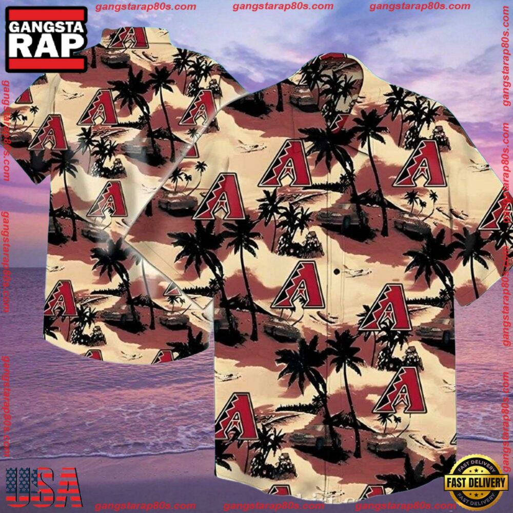 MLB Arizona Diamondbacks Sunset Palms Summer Hawaiian Shirts MLB Arizona Diamondbacks Sunset Palms Summer Hawaiian Shirts