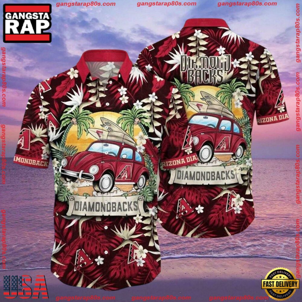 MLB Arizona Diamondbacks Vintage Car And Palm Summer Hawaiian Shirt MLB Arizona Diamondbacks Vintage Car And Palm Summer Hawaiian Shirt