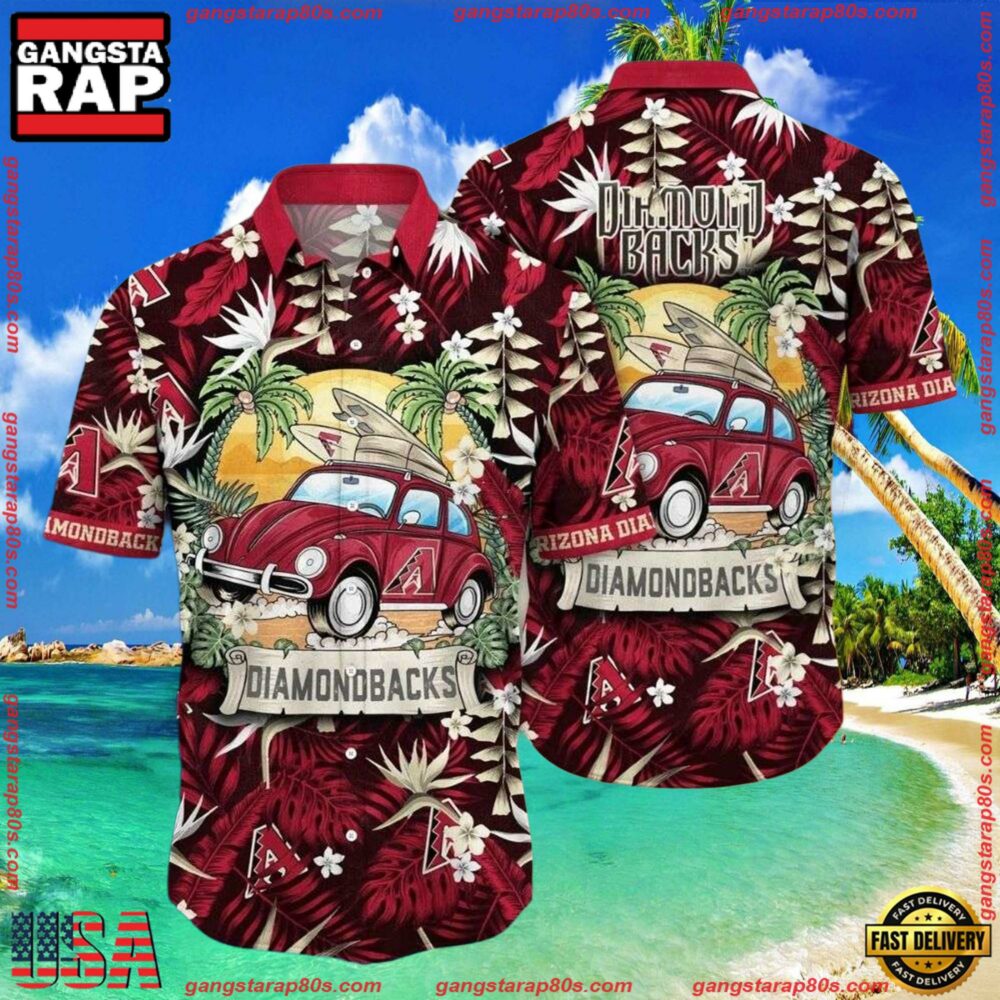 MLB Arizona Diamondbacks Vintage Car And Palm Summer Hawaiian Shirt MLB Arizona Diamondbacks Vintage Car And Palm Summer Hawaiian Shirt