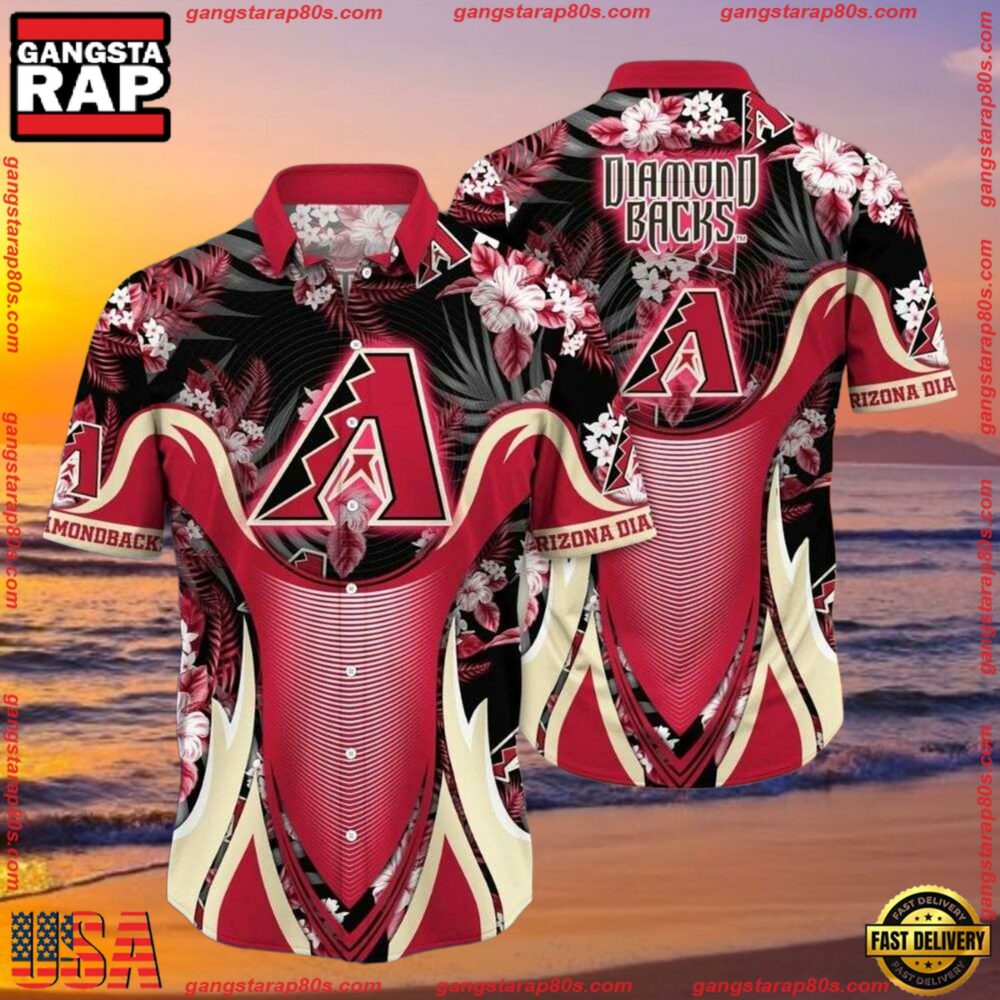 MLB Arizona Diamondbacks Vintage Palm Sunset Hawaiian Shirt MLB Arizona Diamondbacks Vintage Palm Sunset Hawaiian Shirt