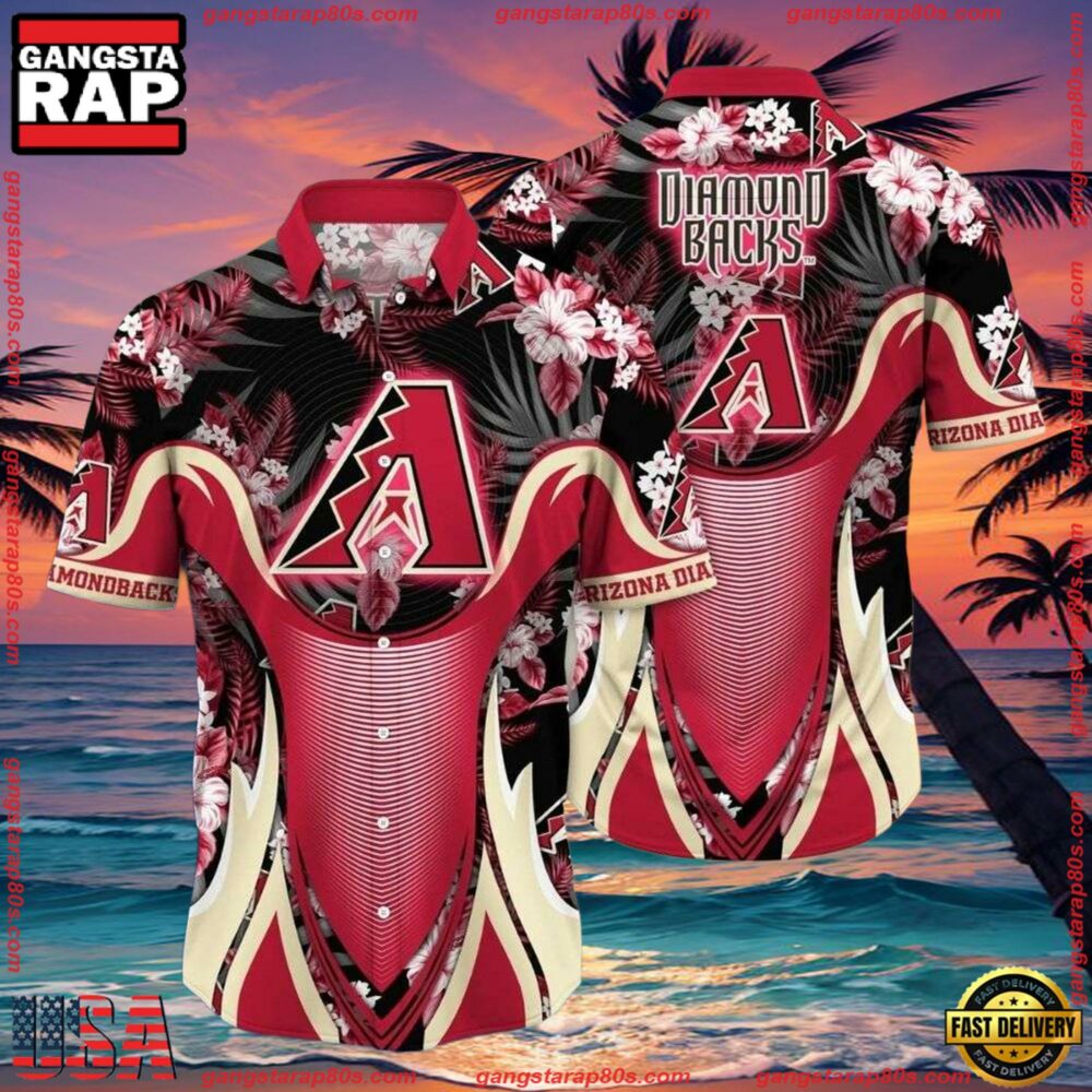 MLB Arizona Diamondbacks Vintage Palm Sunset Hawaiian Shirt MLB Arizona Diamondbacks Vintage Palm Sunset Hawaiian Shirt