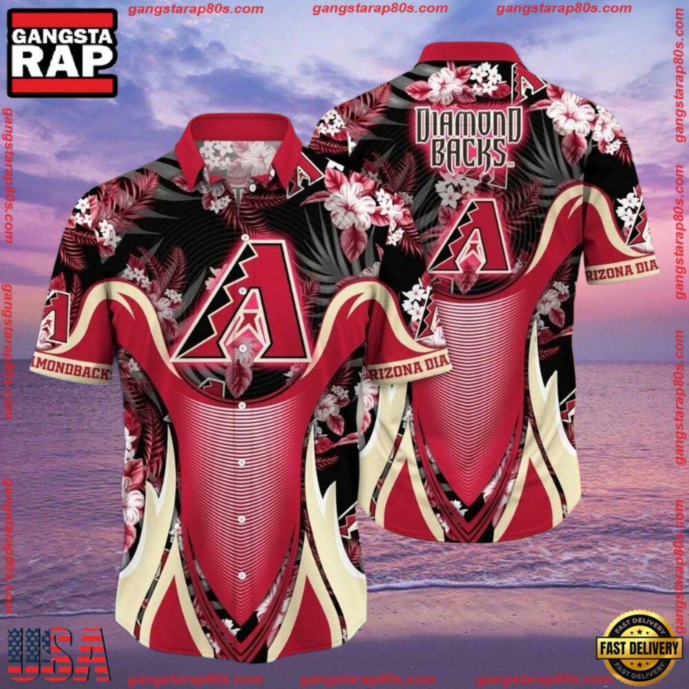 MLB Arizona Diamondbacks Vintage Palm Sunset Hawaiian Shirt MLB Arizona Diamondbacks Vintage Palm Sunset Hawaiian Shirt