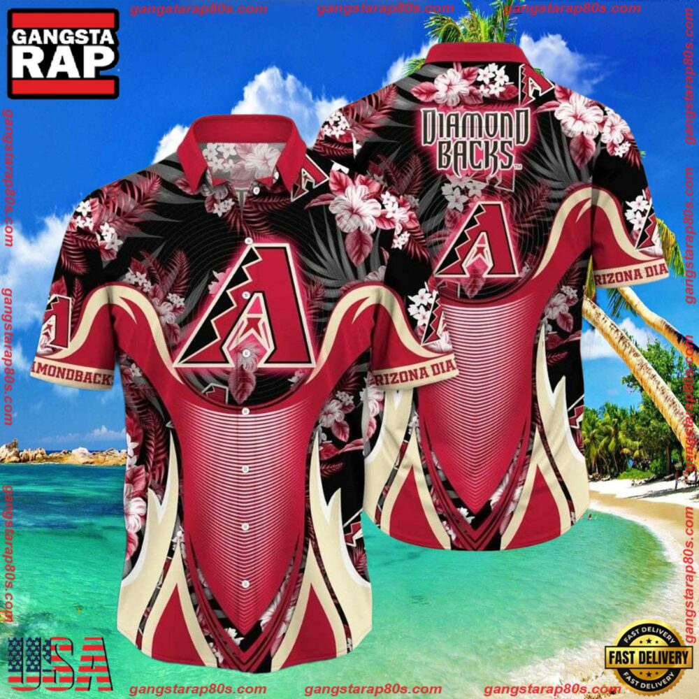 MLB Arizona Diamondbacks Vintage Palm Sunset Hawaiian Shirt MLB Arizona Diamondbacks Vintage Palm Sunset Hawaiian Shirt