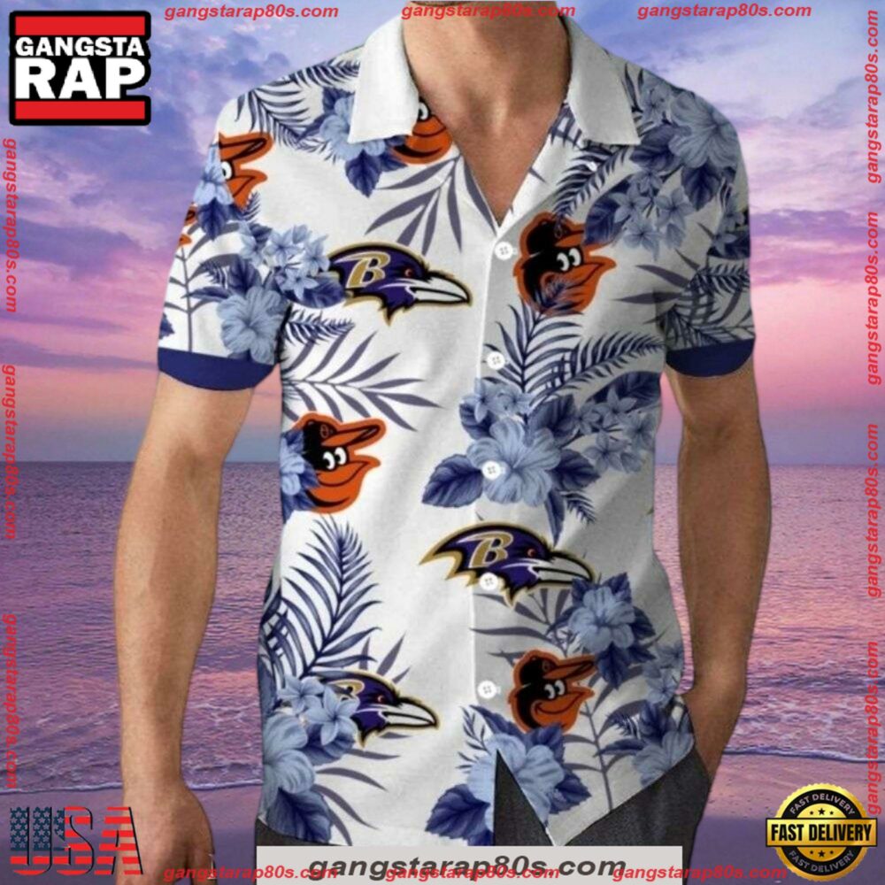 MLB Baltimore Orioles And Ravens Dual Team Aloha Shirt