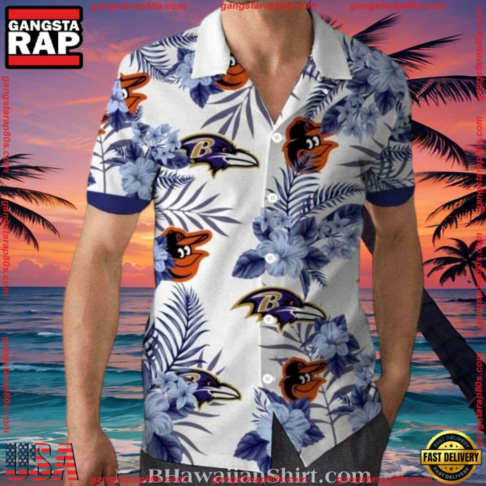 MLB Baltimore Orioles And Ravens Dual Team Aloha Shirt MLB Baltimore Orioles And Ravens Dual Team Aloha Shirt