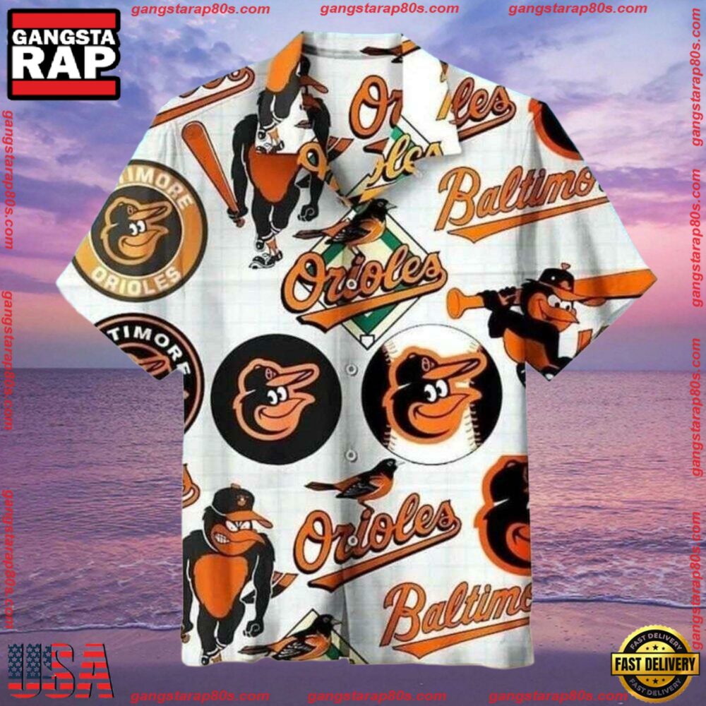 MLB Baltimore Orioles Classic Logo Summer Hawaiian Shirt MLB Baltimore Orioles Classic Logo Summer Hawaiian Shirt