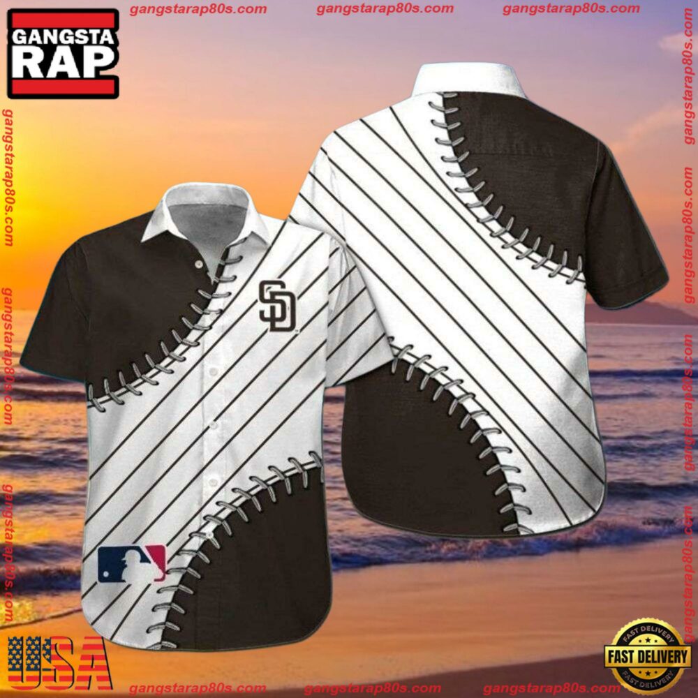 MLB Baseball Diamond Elegance - Padres Aloha Shirt MLB Baseball Diamond Elegance - Padres Aloha Shirt