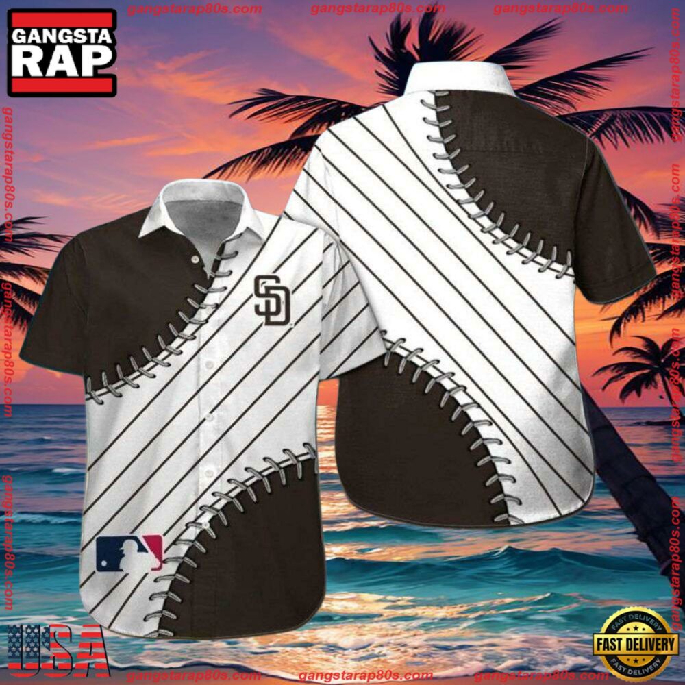 MLB Baseball Diamond Elegance - Padres Aloha Shirt MLB Baseball Diamond Elegance - Padres Aloha Shirt