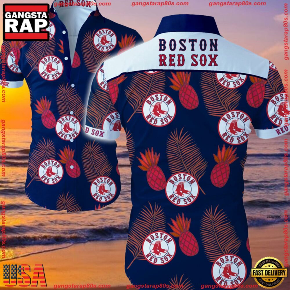 MLB Boston Red Sox Aloha Hawaiian Shirts Summer Button Up MLB Boston Red Sox Aloha Hawaiian Shirts Summer Button Up