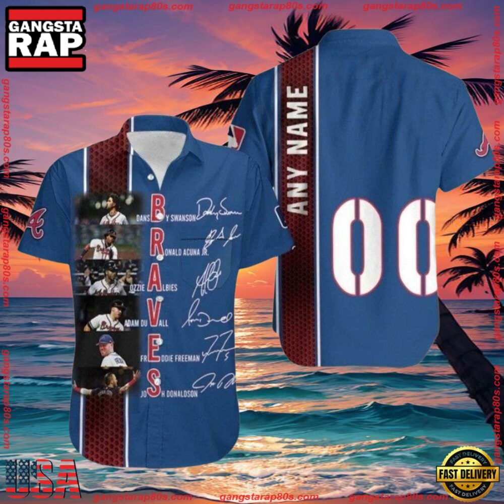MLB Bravesaholic Custom Name And Number Hawaiian Shirt MLB Bravesaholic Custom Name And Number Hawaiian Shirt