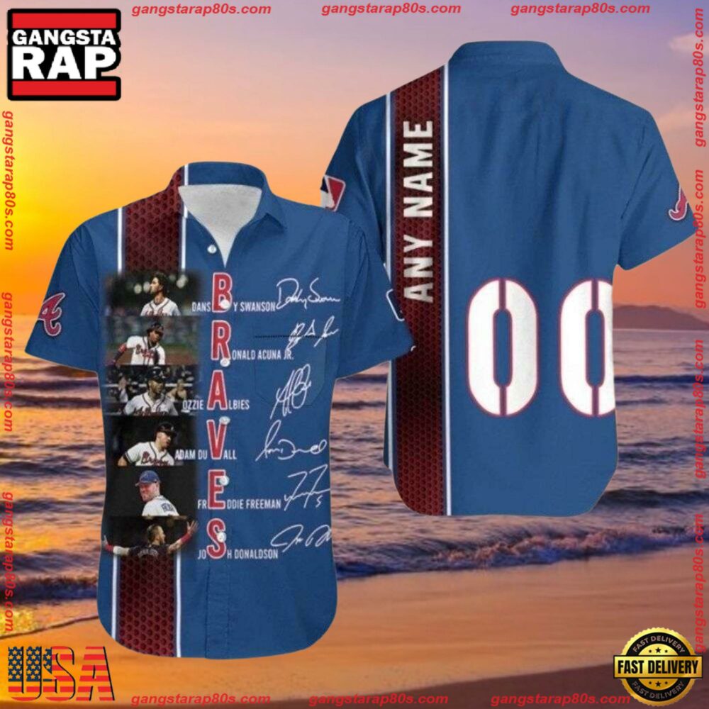 MLB Bravesaholic Custom Name And Number Hawaiian Shirt MLB Bravesaholic Custom Name And Number Hawaiian Shirt