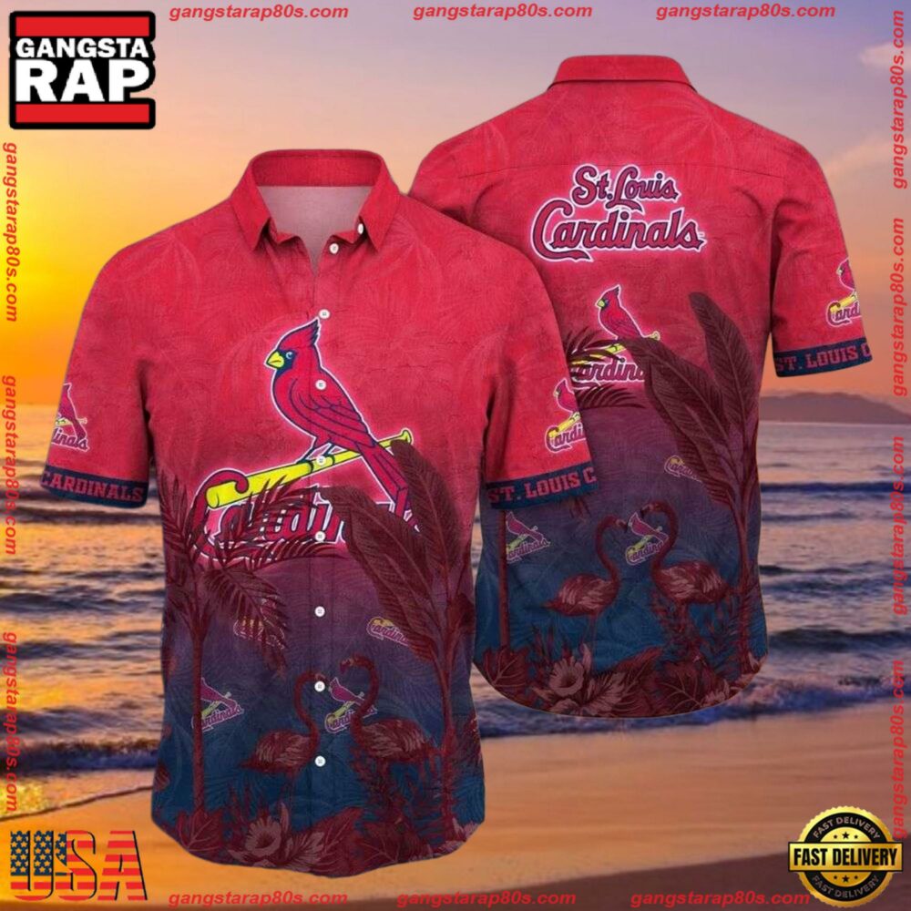 MLB Cardinals In Paradise Red Tropical Hawaiian Shirt MLB Cardinals In Paradise Red Tropical Hawaiian Shirt