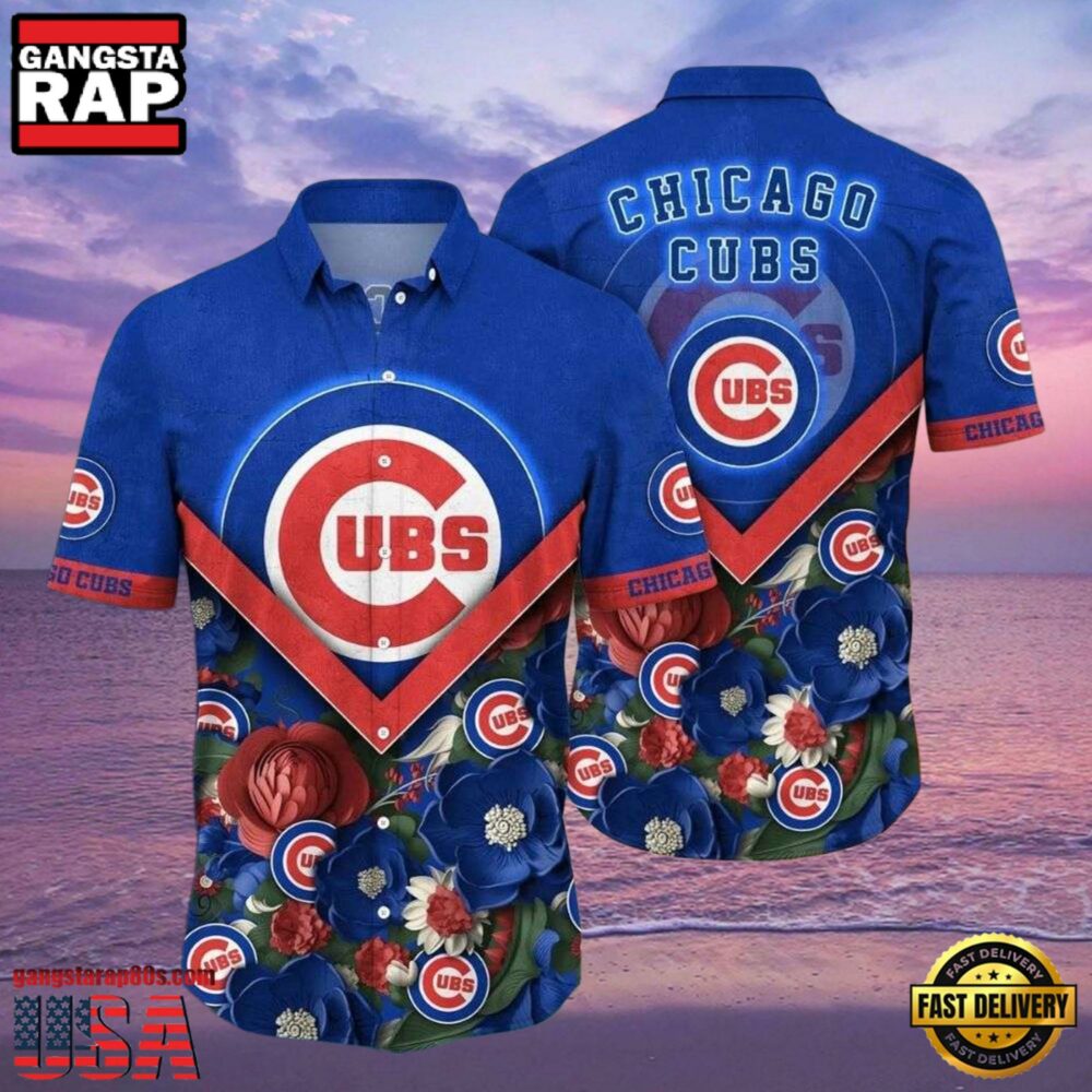 MLB Chicago Cubs Royal Blooms Aloha Hawaiian Shirt MLB Chicago Cubs Royal Blooms Aloha Hawaiian Shirt