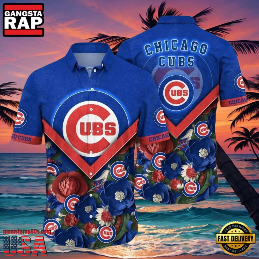 MLB Chicago Cubs Royal Blooms Aloha Hawaiian Shirt MLB Chicago Cubs Royal Blooms Aloha Hawaiian Shirt