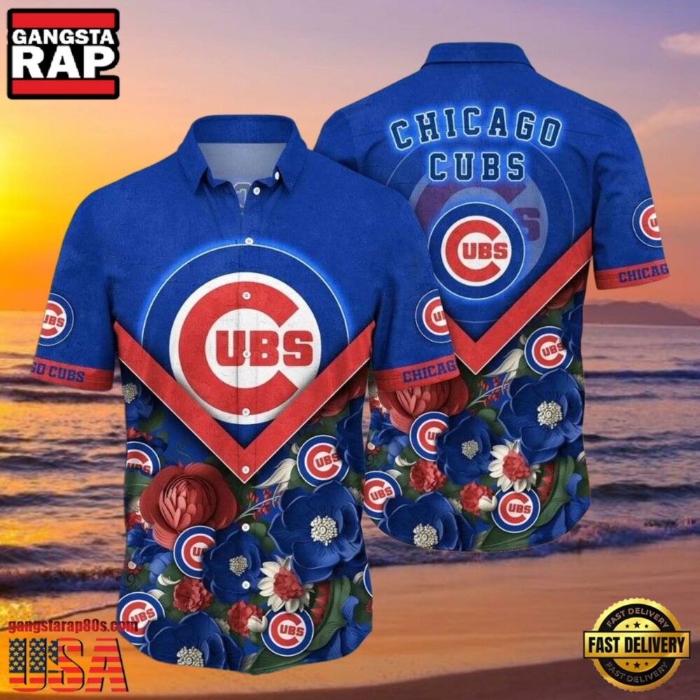 MLB Chicago Cubs Royal Blooms Aloha Hawaiian Shirt MLB Chicago Cubs Royal Blooms Aloha Hawaiian Shirt
