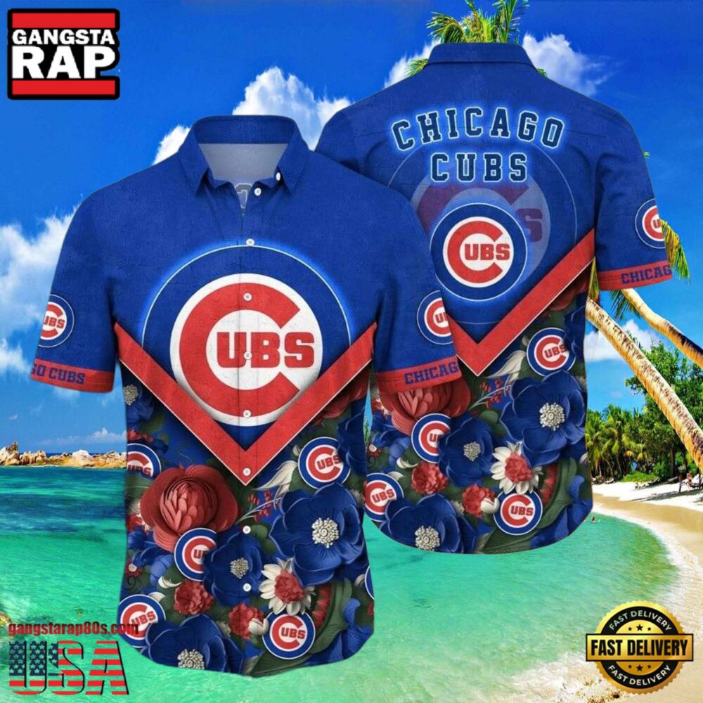 MLB Chicago Cubs Royal Blooms Aloha Hawaiian Shirt MLB Chicago Cubs Royal Blooms Aloha Hawaiian Shirt