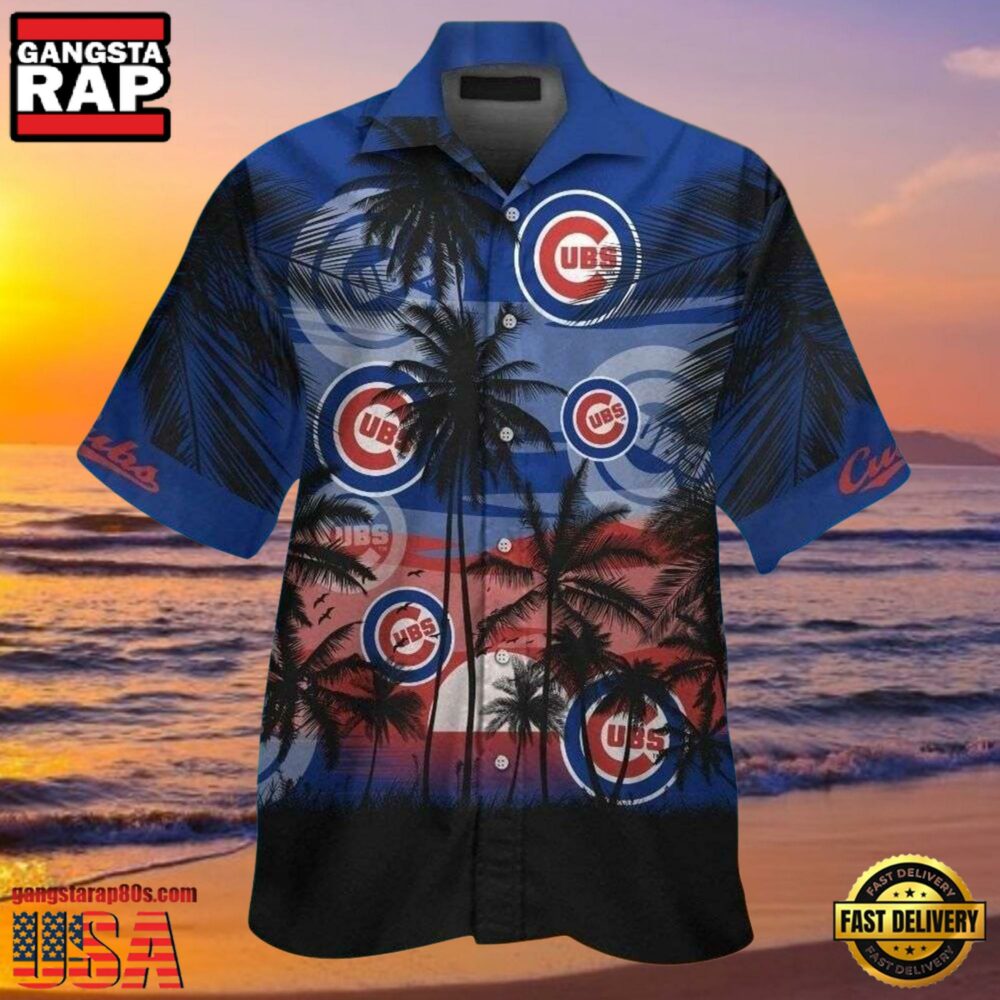 MLB Chicago Cubs Sunset Palms Aloha Hawaiian Shirt MLB Chicago Cubs Sunset Palms Aloha Hawaiian Shirt