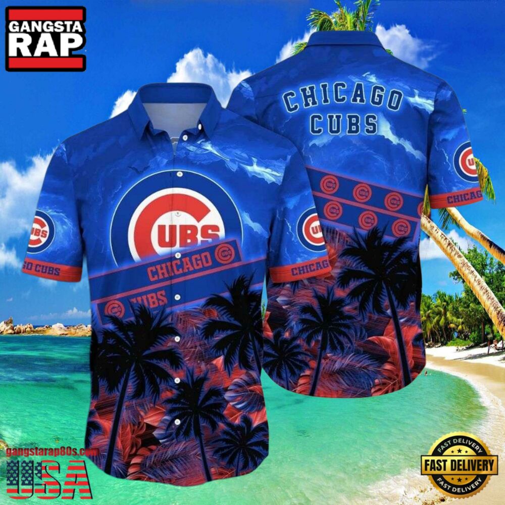 MLB Chicago Cubs Twilight Palms Aloha Hawaiian Shirt MLB Chicago Cubs Twilight Palms Aloha Hawaiian Shirt