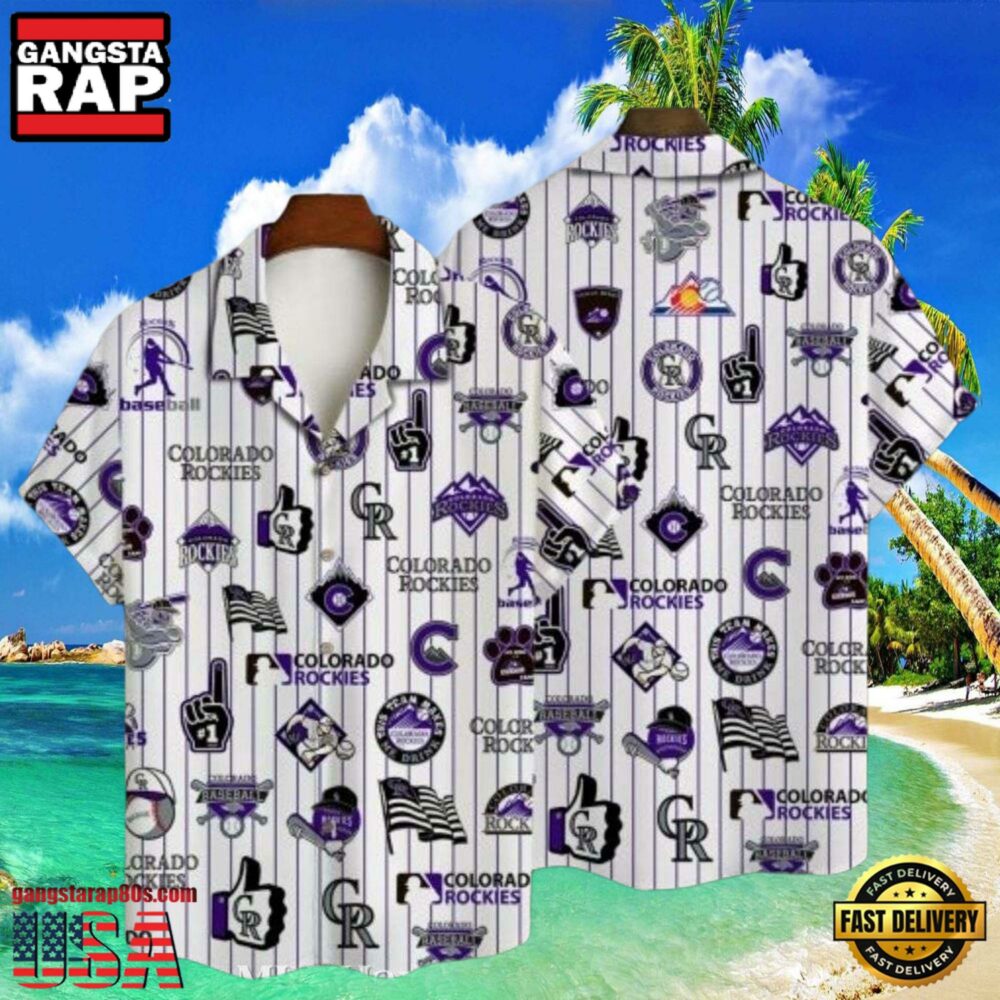 MLB Colorado Rockies Heritage Icons White Hawaiian Shirt