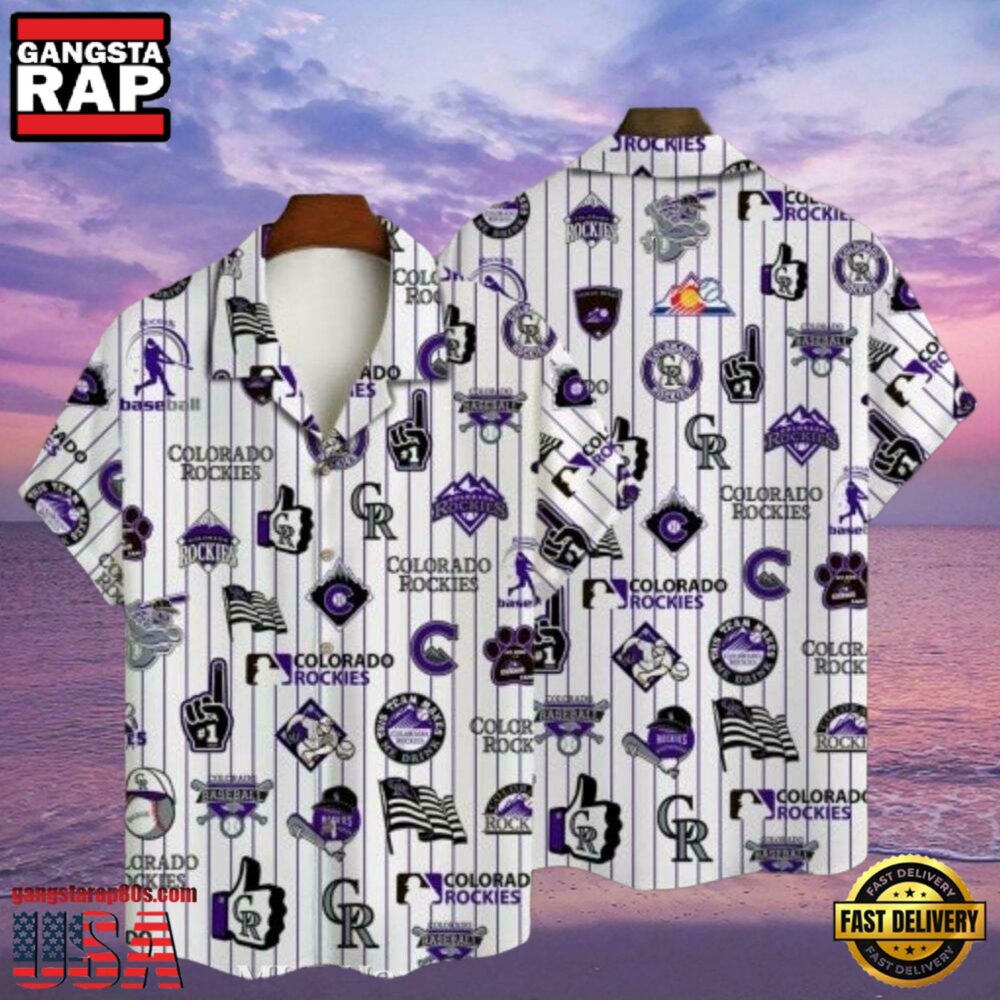 MLB Colorado Rockies Heritage Icons White Hawaiian Shirt