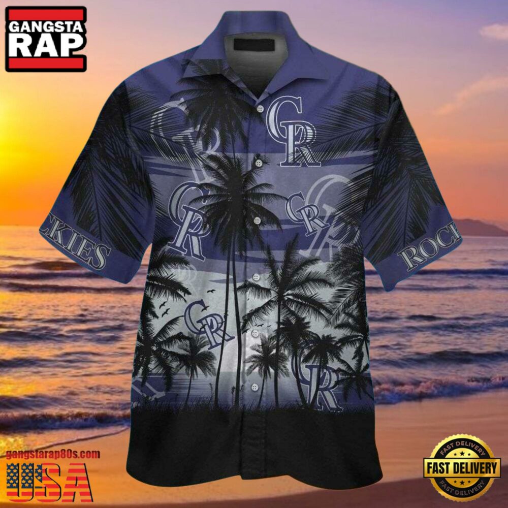 MLB Colorado Rockies Palm Night Aloha Shirt MLB Colorado Rockies Palm Night Aloha Shirt