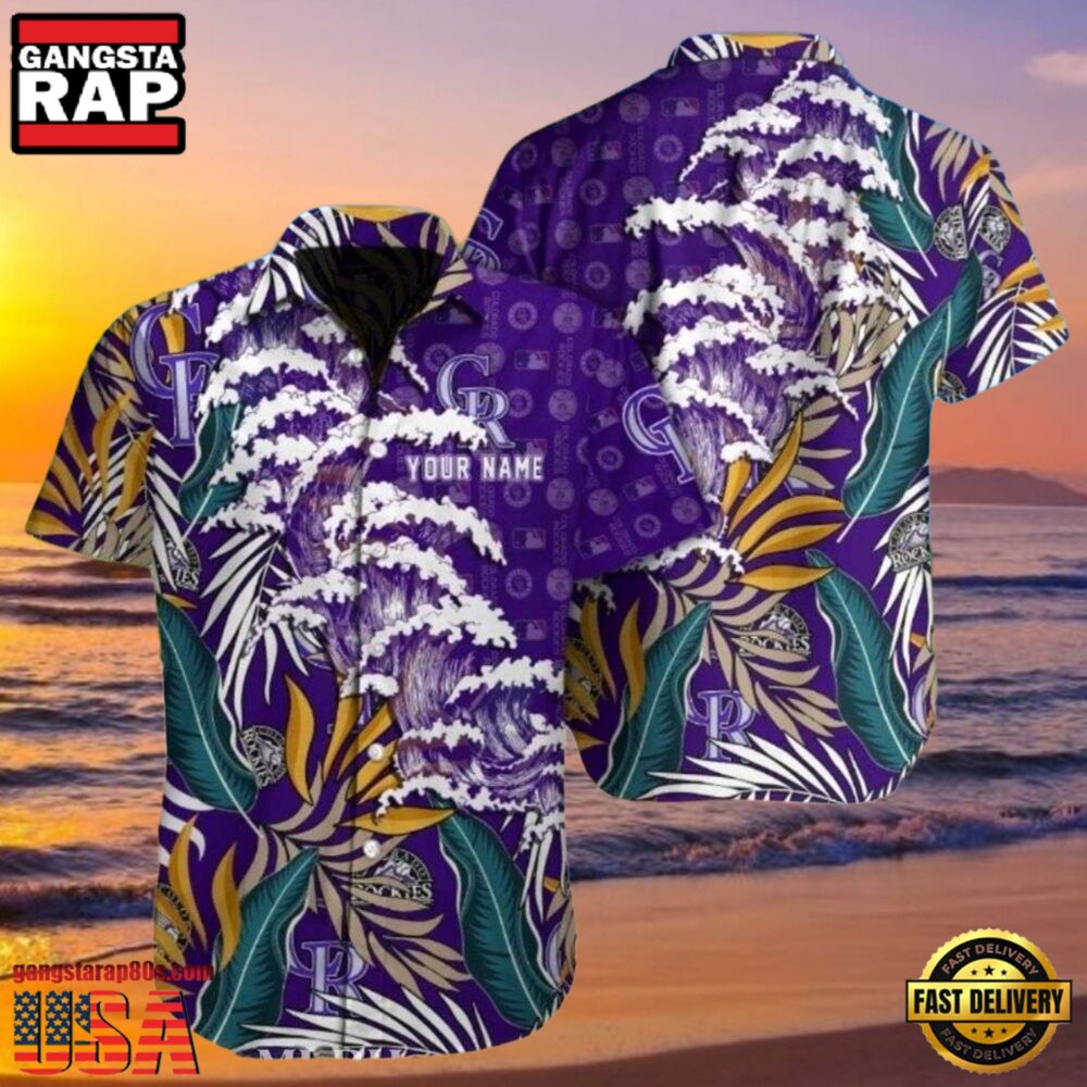 MLB Colorado Rockies Purple Wave Tropical Hawaiian Shirt MLB Colorado Rockies Purple Wave Tropical Hawaiian Shirt