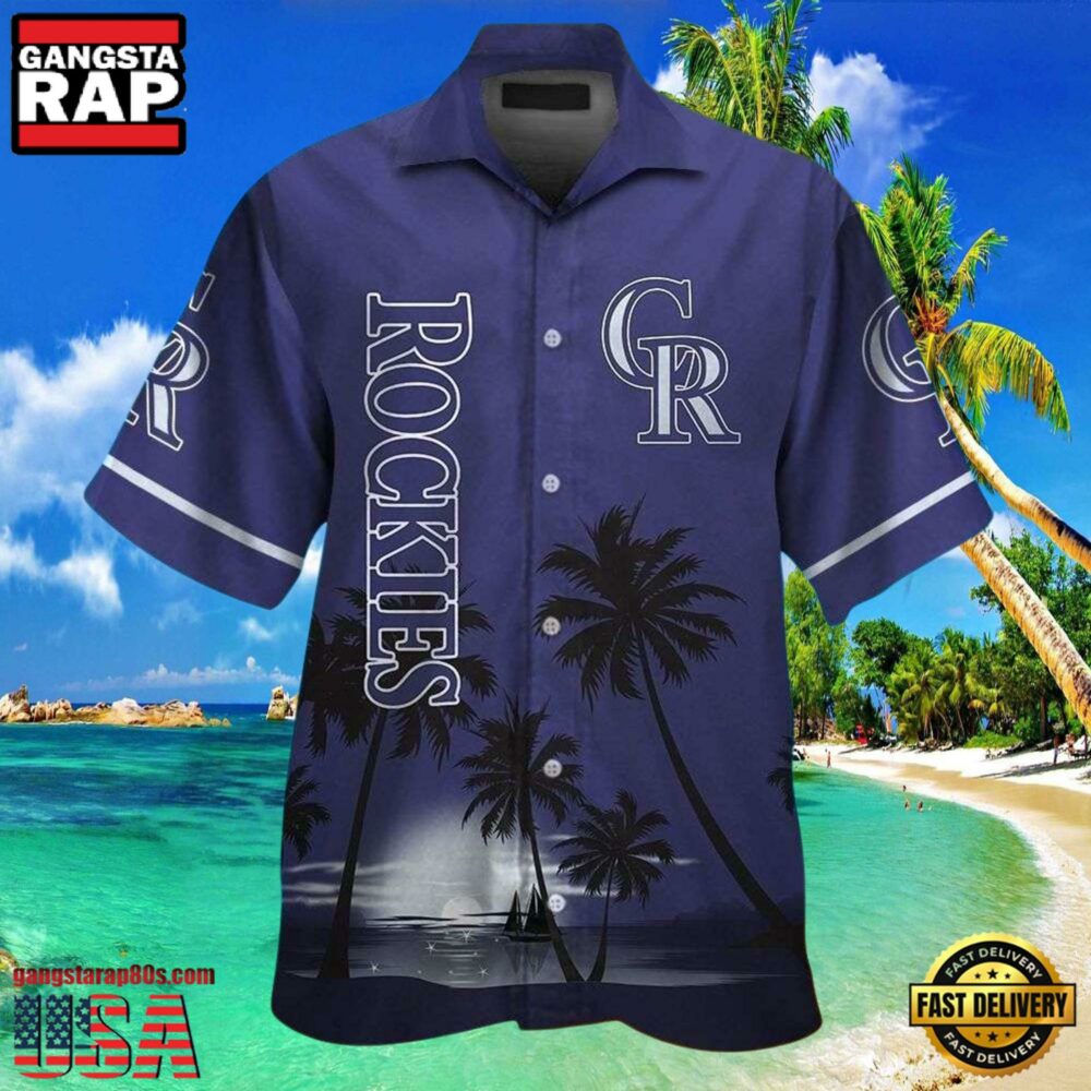 MLB Colorado Rockies Sunset Silhouette Aloha Shirt MLB Colorado Rockies Sunset Silhouette Aloha Shirt
