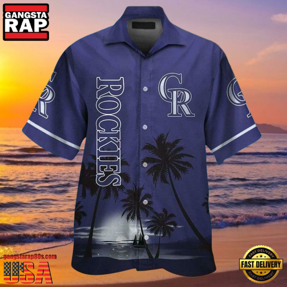 MLB Colorado Rockies Sunset Silhouette Aloha Shirt MLB Colorado Rockies Sunset Silhouette Aloha Shirt