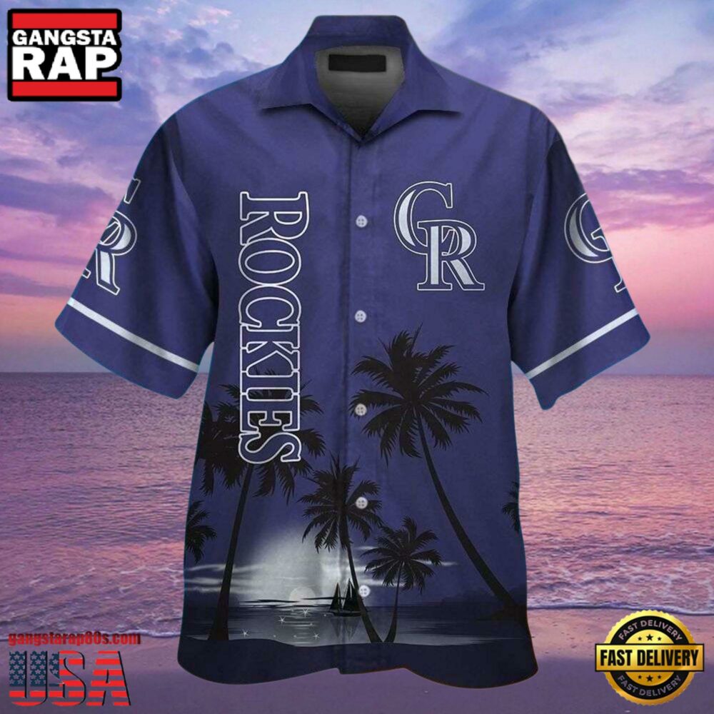 MLB Colorado Rockies Sunset Silhouette Aloha Shirt MLB Colorado Rockies Sunset Silhouette Aloha Shirt