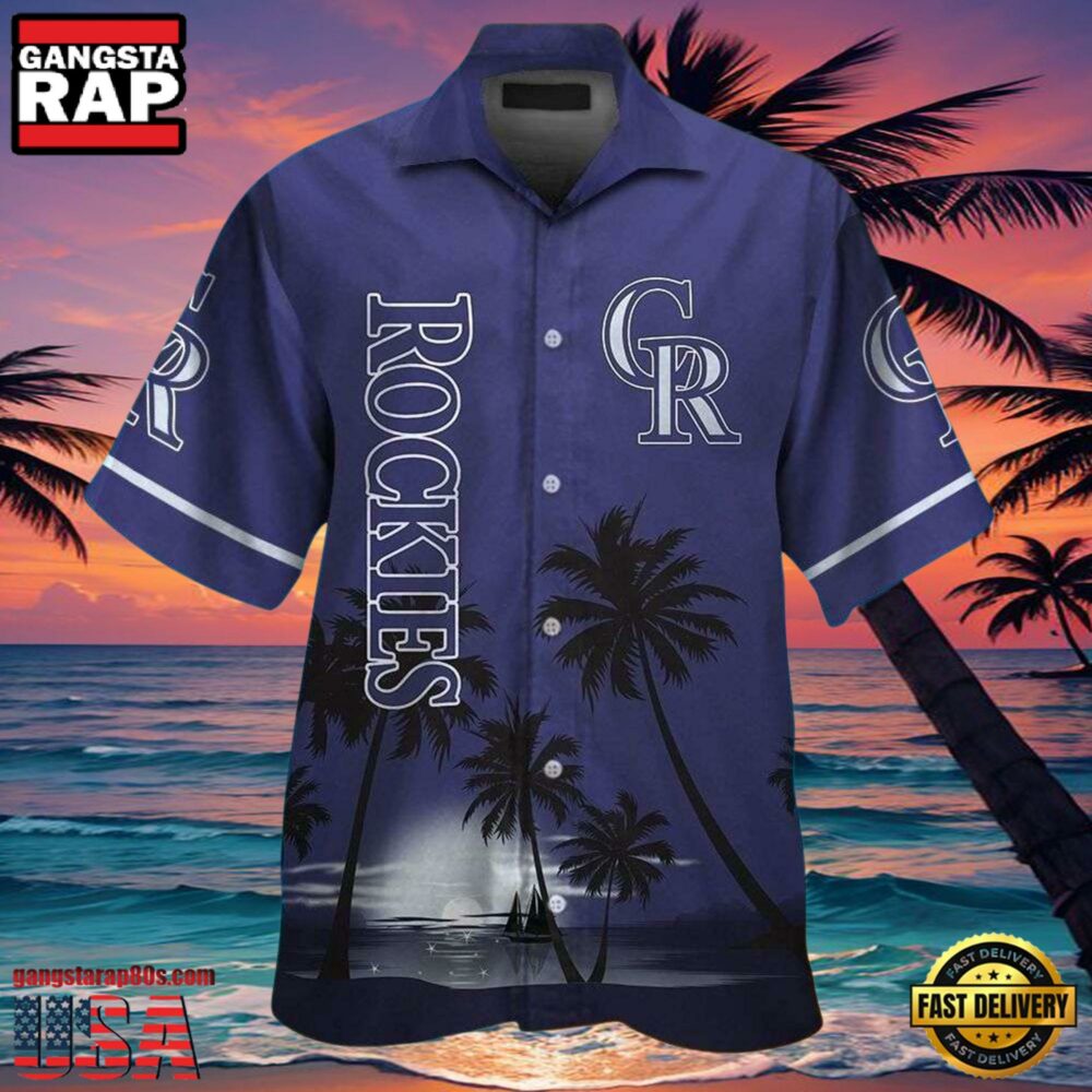 MLB Colorado Rockies Sunset Silhouette Aloha Shirt MLB Colorado Rockies Sunset Silhouette Aloha Shirt