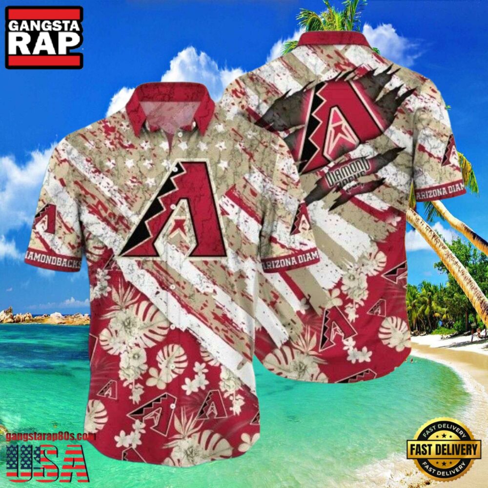 MLB Desert Flora And Diamondbacks Red Hawaiian Shirt MLB Desert Flora And Diamondbacks Red Hawaiian Shirt
