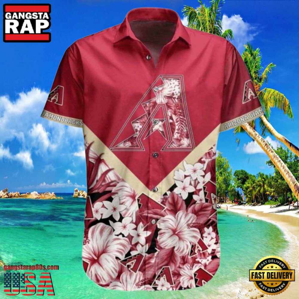 MLB Diamondbacks Floral Diagonal Stripe Aloha Shirt MLB Diamondbacks Floral Diagonal Stripe Aloha Shirt