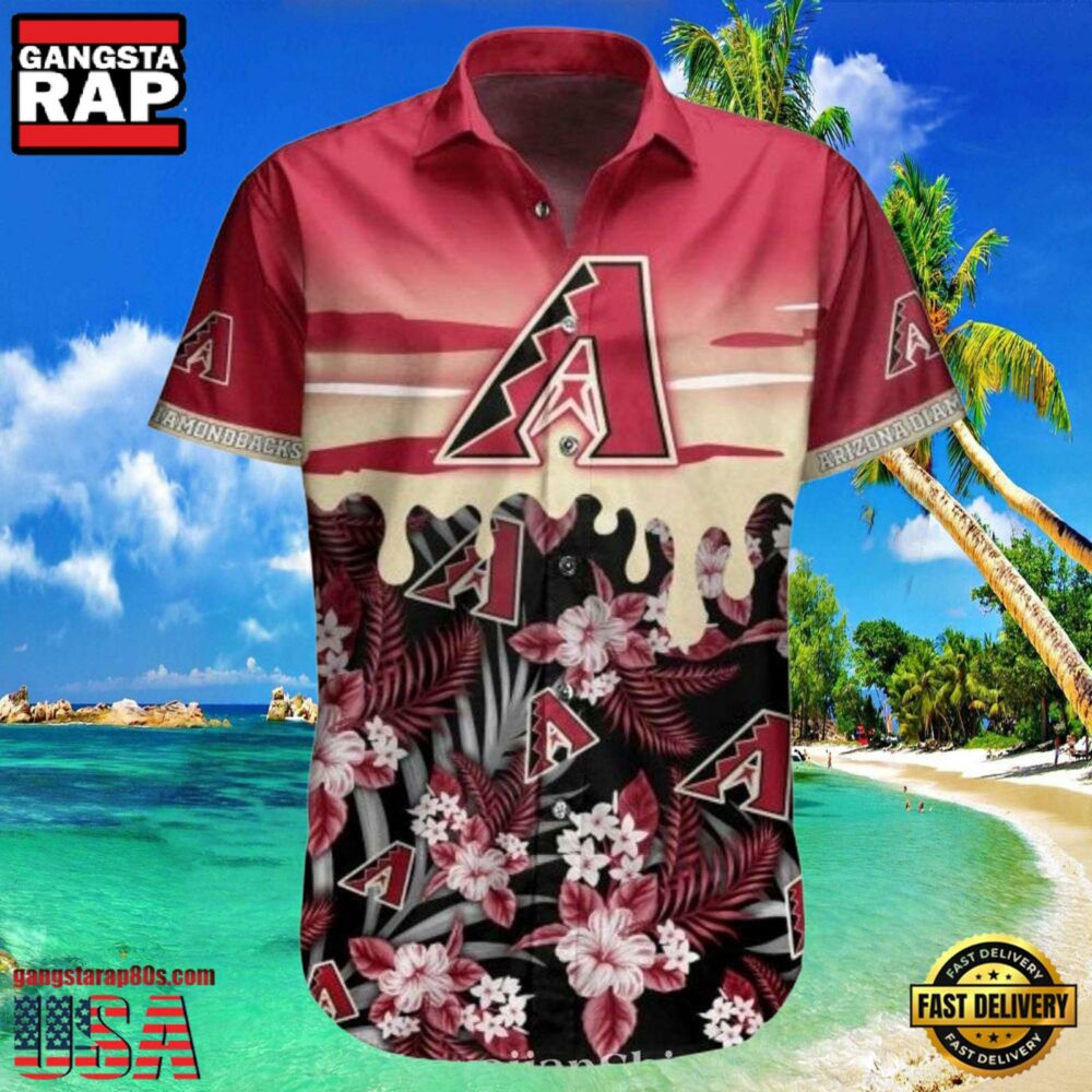 MLB Diamondbacks Midnight Floral Hawaiian Shirt MLB Diamondbacks Midnight Floral Hawaiian Shirt