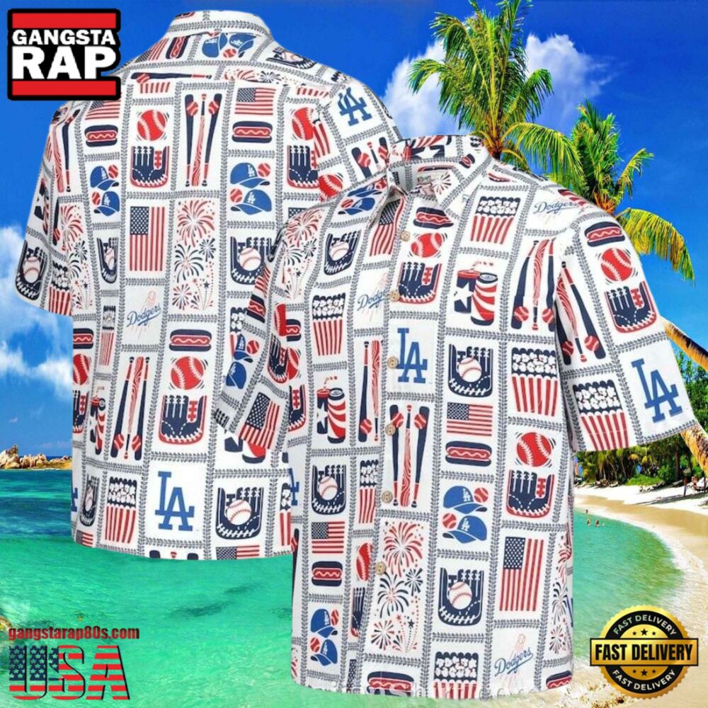 MLB Dodgers American Pastime Patriotic Hawaiian Shirt MLB Dodgers American Pastime Patriotic Hawaiian Shirt