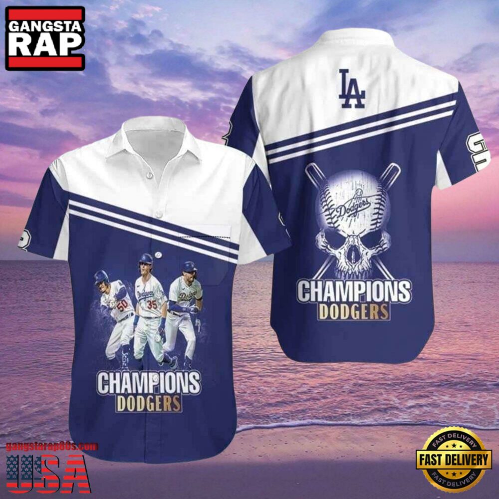 MLB Dodgers Champions Badge Hawaiian Shirt