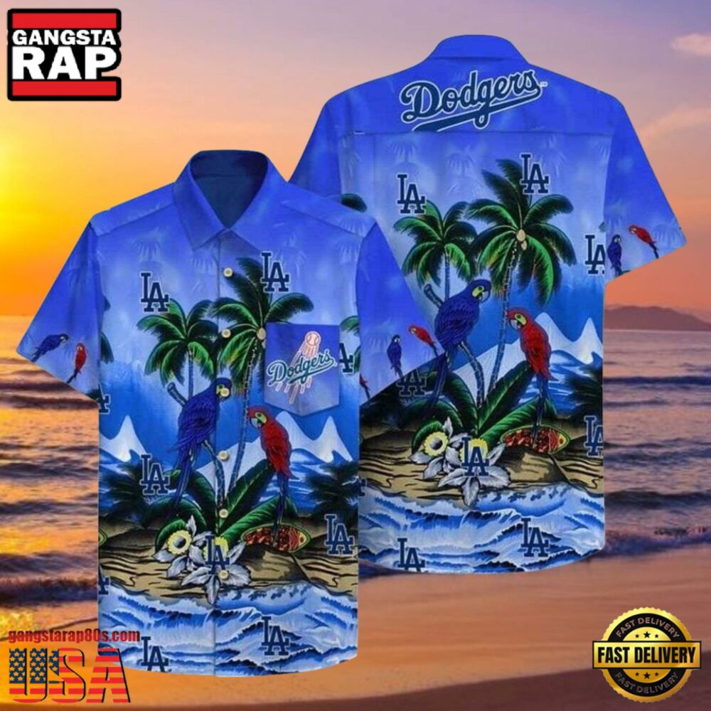 MLB Dodgers Coastal Parrots Hawaiian Shirt