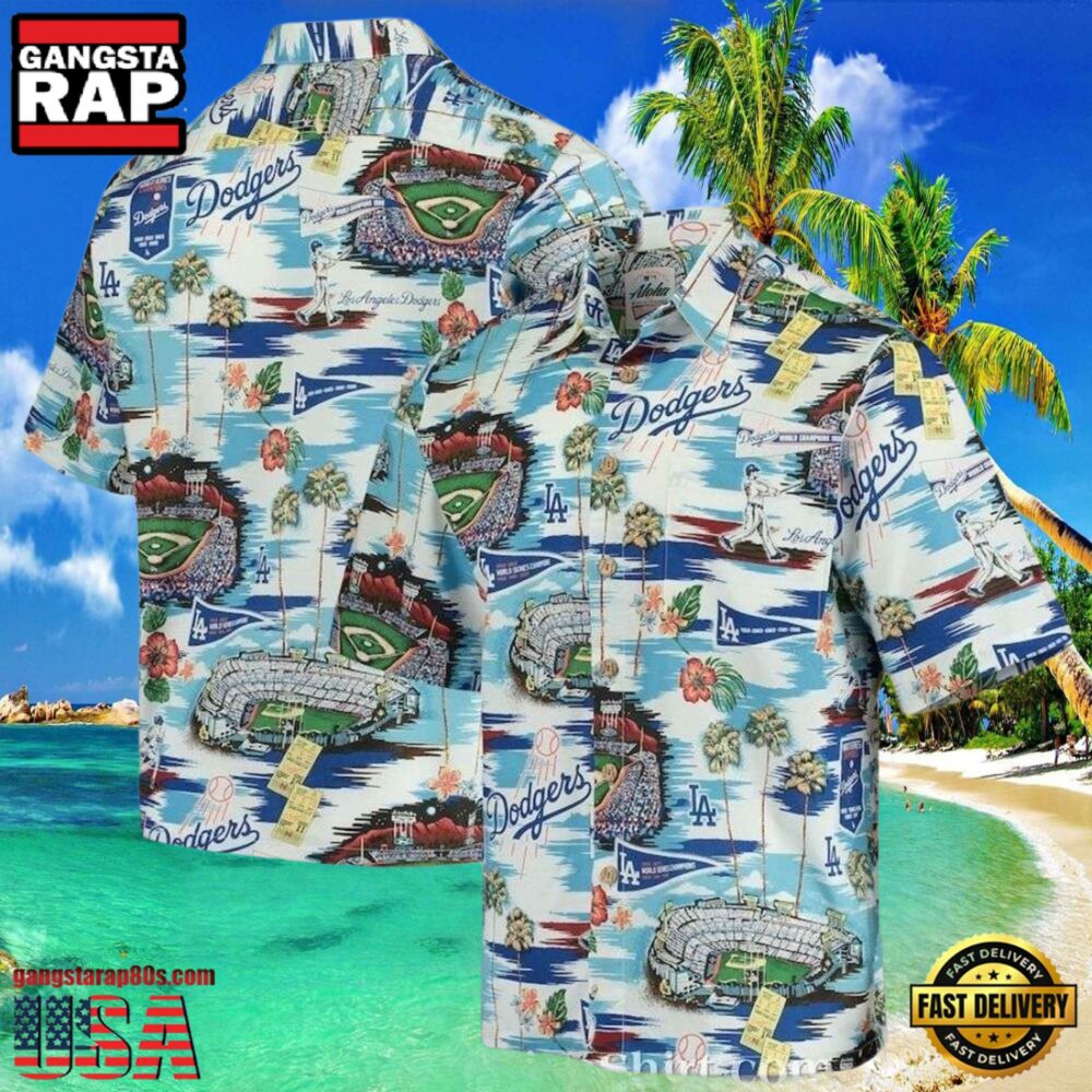 MLB Dodgers Diamond Reflections Aloha Shirt MLB Dodgers Diamond Reflections Aloha Shirt