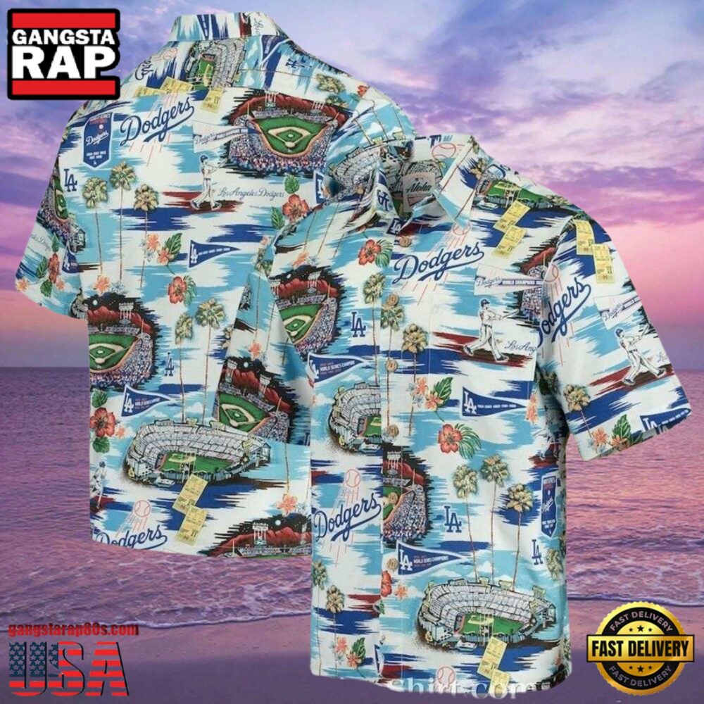 MLB Dodgers Diamond Reflections Aloha Shirt