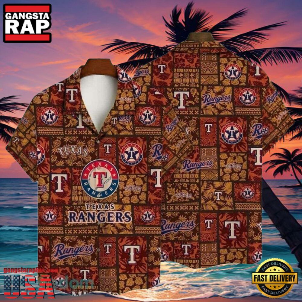 MLB Earthy Texas Rangers Tiki Pattern Aloha Shirt Tropical Essence MLB Earthy Texas Rangers Tiki Pattern Aloha Shirt Tropical Essence