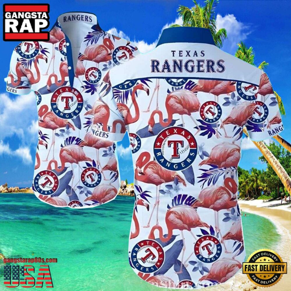MLB Flamingo Breeze Texas Rangers Aloha Shirt MLB Flamingo Breeze Texas Rangers Aloha Shirt
