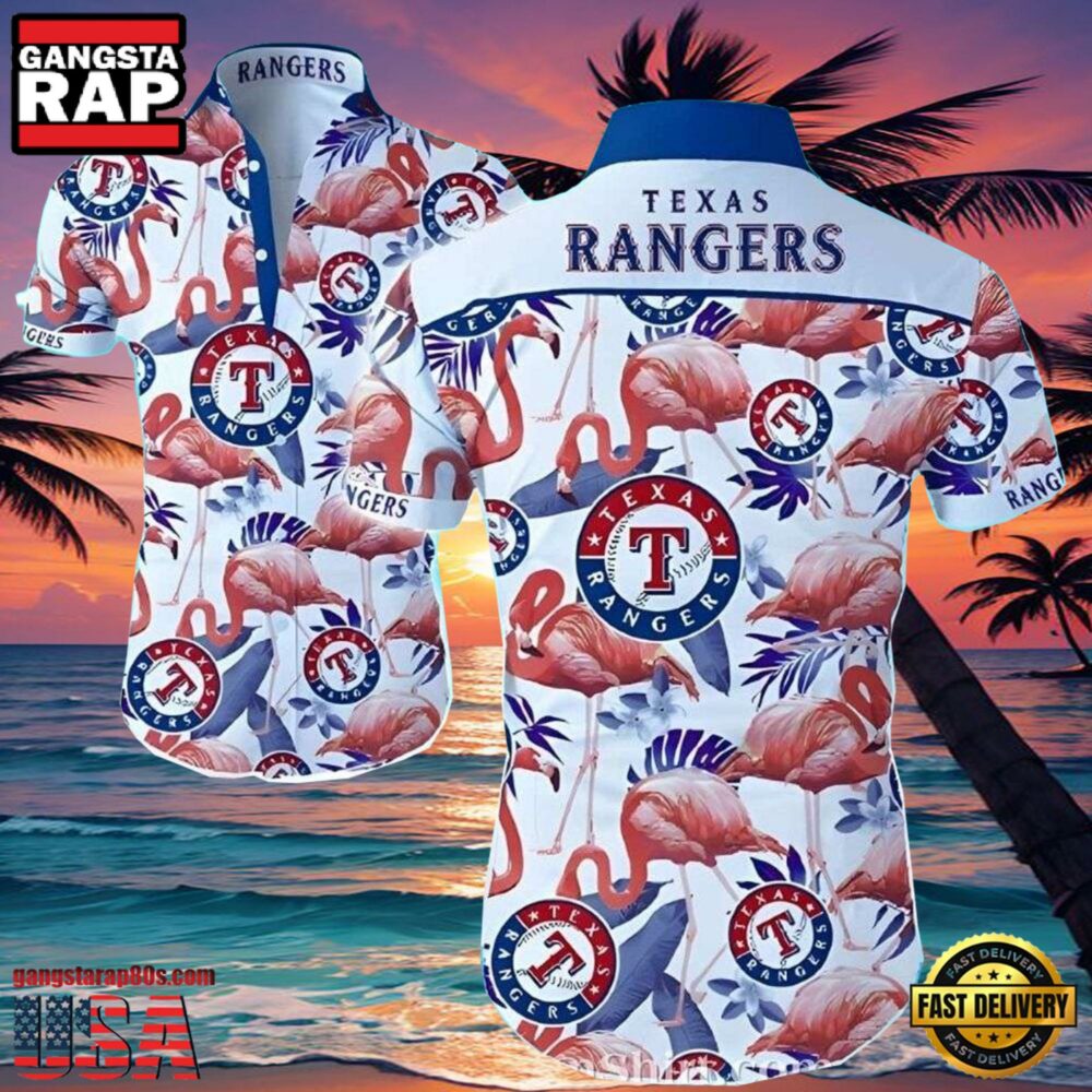 MLB Flamingo Breeze Texas Rangers Aloha Shirt MLB Flamingo Breeze Texas Rangers Aloha Shirt