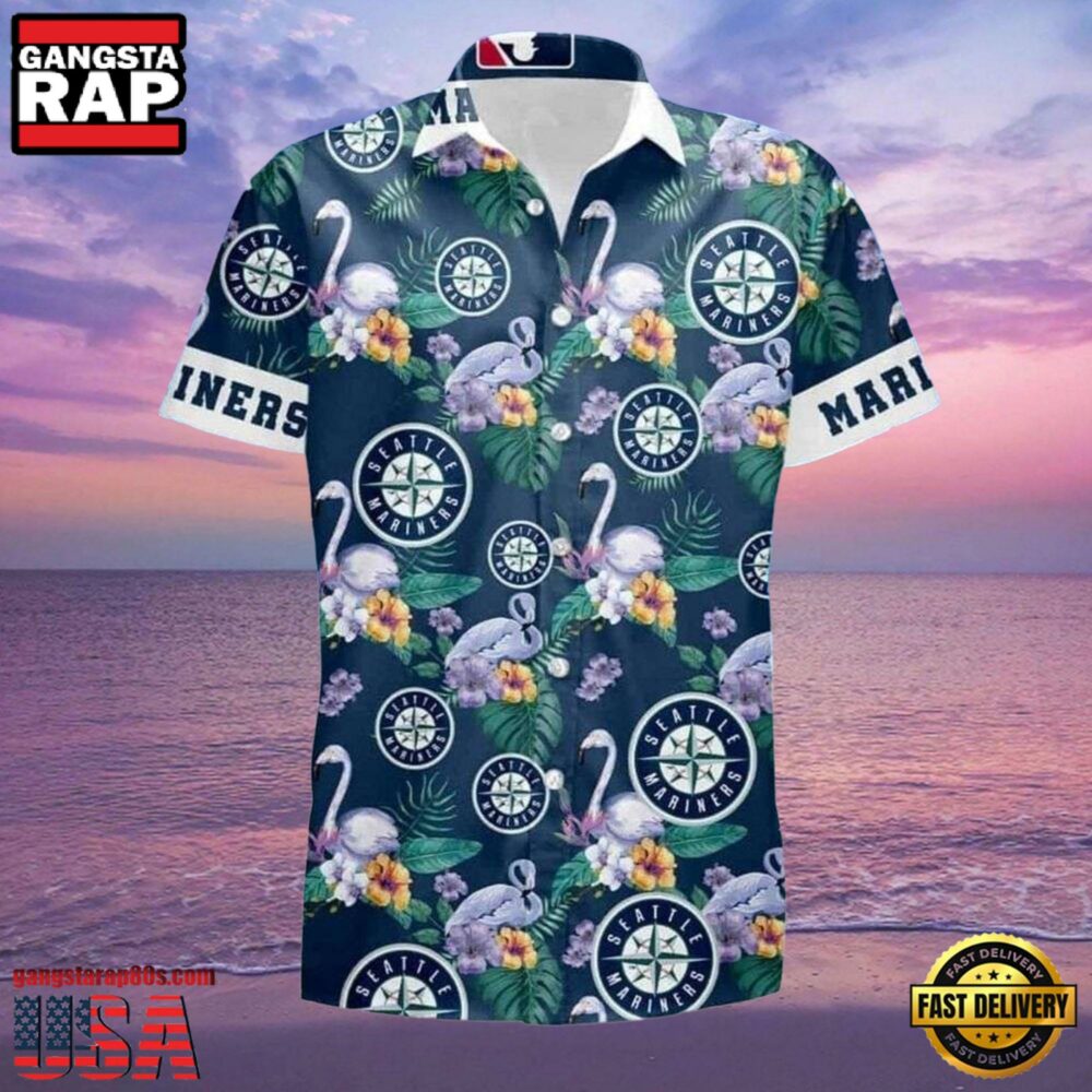 MLB Floral Swirl Seattle Mariners Aloha Hawaiian Shirt MLB Floral Swirl Seattle Mariners Aloha Hawaiian Shirt